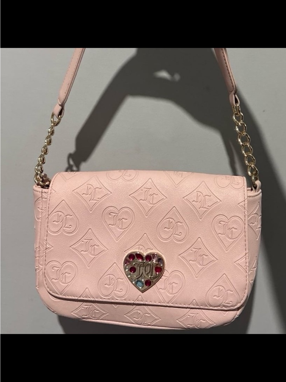 Juicy Couture Light Pink Embossed Heart Shoulder Bag